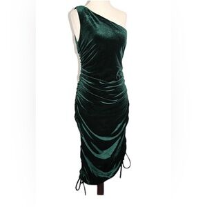 House of Harlow 1960 Green Velvet One Shoulder Dress